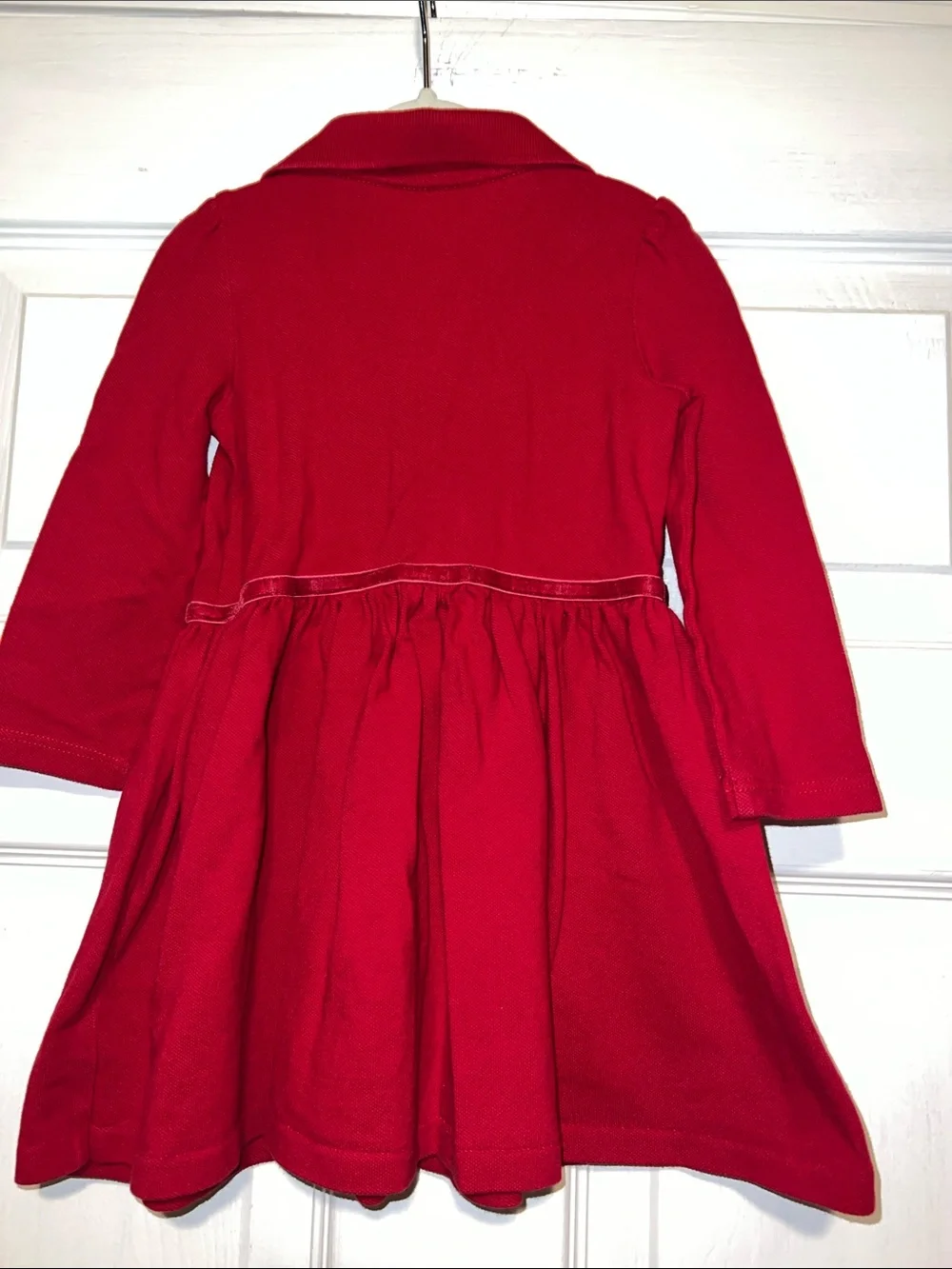 Ralph Lauren Girls' Red Long-Sleeve Polo Dress